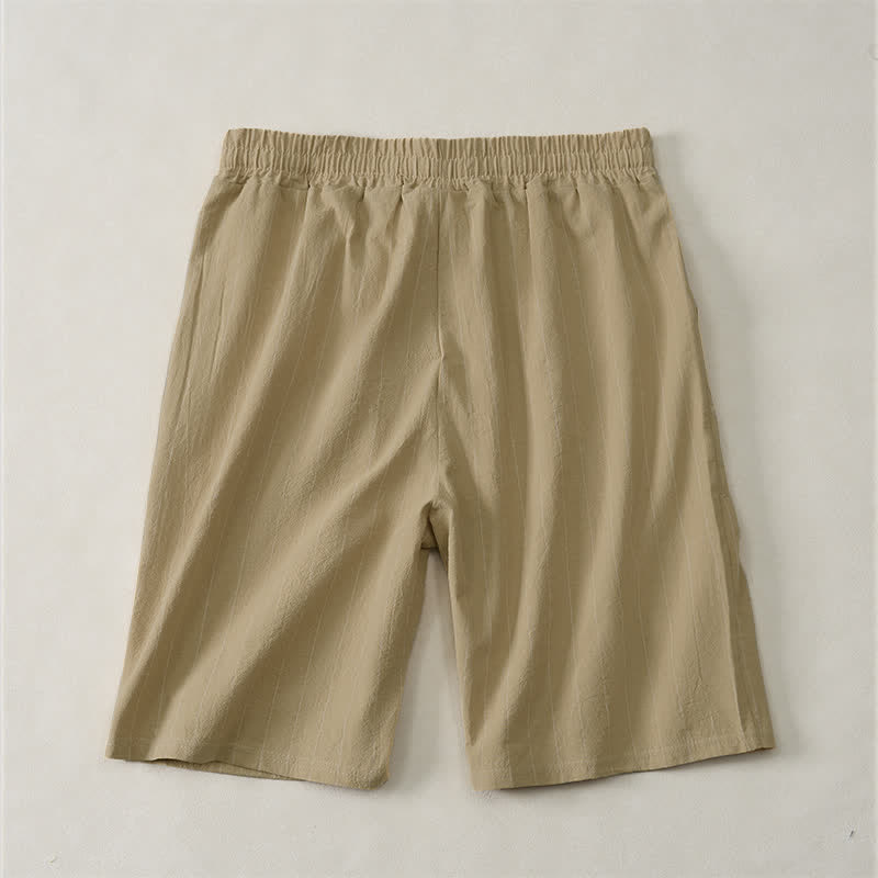 Buddha Stones Lässige, gestreifte Herren-Shorts mit Kordelzug und Taschen für den Sommer - image 8
