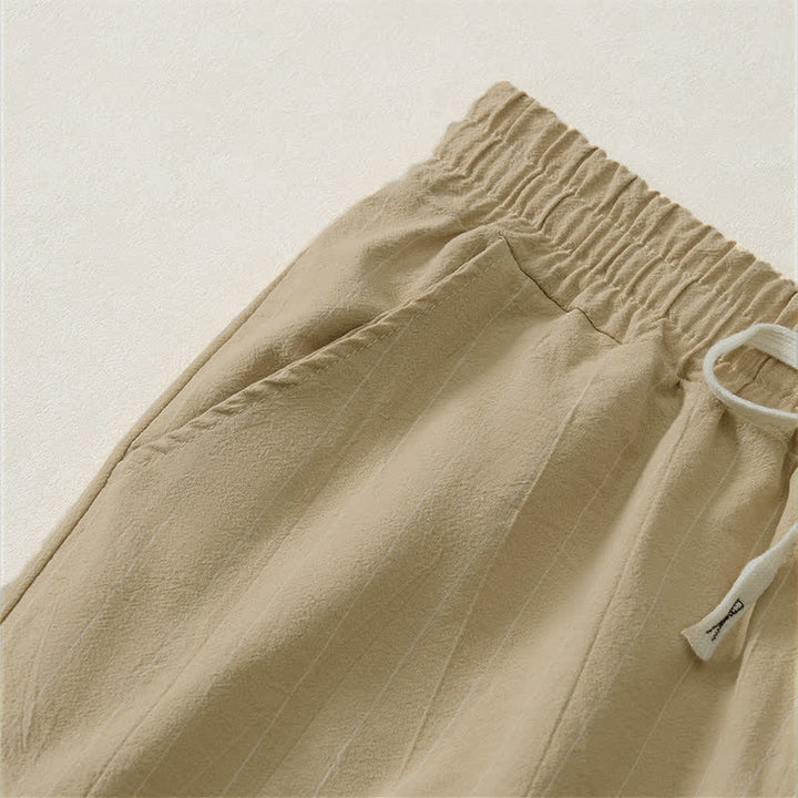 Buddha Stones Lässige, gestreifte Herren-Shorts mit Kordelzug und Taschen für den Sommer - image 10