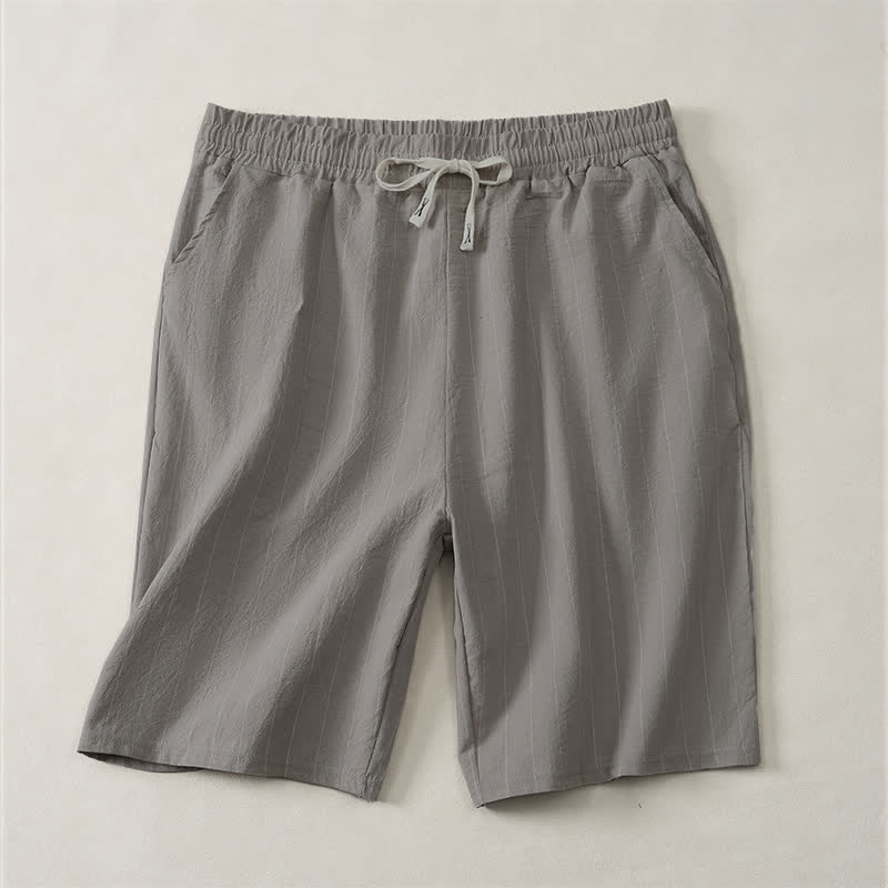 Buddha Stones Lässige, gestreifte Herren-Shorts mit Kordelzug und Taschen für den Sommer - Dunkelgrau - US/UK/AU44, EU54 (3XL) - image 14