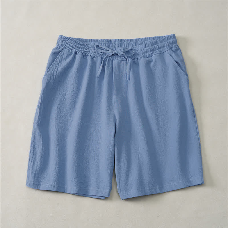 Buddha Stones Lässige Sommer-Shorts für Herren aus einfarbiger Baumwolle mit Kordelzug und Taschen - Kornblumenblau - US/ UK/AU44, EU54 (3XL) - image 0