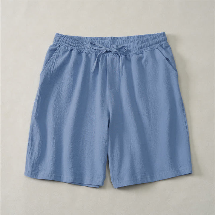 Buddha Stones Lässige Sommer-Shorts für Herren aus einfarbiger Baumwolle mit Kordelzug und Taschen - Kornblumenblau - US/ UK/AU44, EU54 (3XL) - image 0