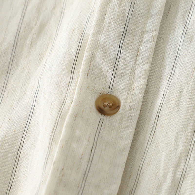 Buddha Stones Lässiges, minimalistisches, einfarbiges Langarmhemd für Damen mit Knopfleiste – Sommerlich - image 9