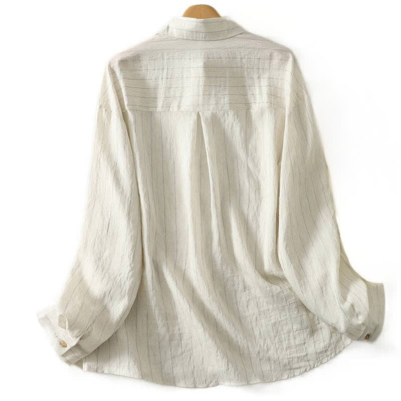 Buddha Stones Lässiges, minimalistisches, einfarbiges Langarmhemd für Damen mit Knopfleiste – Sommerlich - image 1