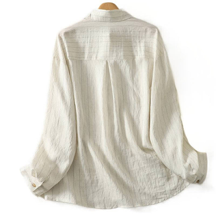Buddha Stones Lässiges, minimalistisches, einfarbiges Langarmhemd für Damen mit Knopfleiste – Sommerlich - image 1