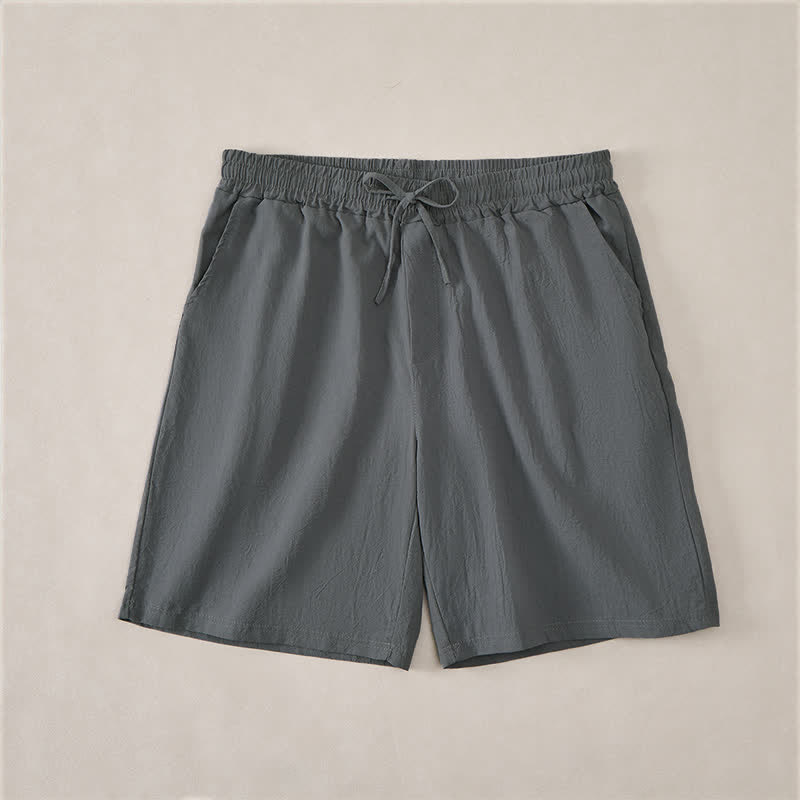 Buddha Stones Lässige Sommer-Shorts für Herren aus einfarbiger Baumwolle mit Kordelzug und Taschen - Schiefergrau - US/ UK/AU44, EU54 (3XL) - image 7