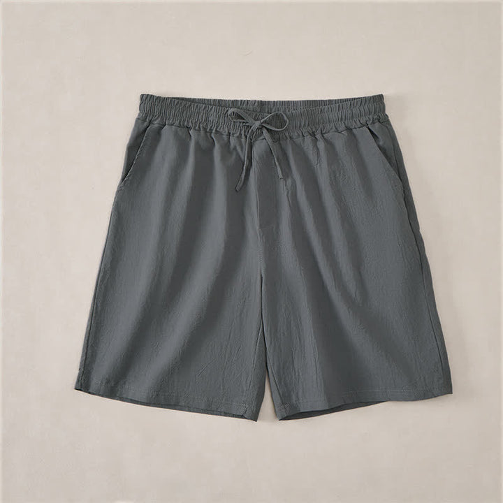 Buddha Stones Lässige Sommer-Shorts für Herren aus einfarbiger Baumwolle mit Kordelzug und Taschen - Schiefergrau - US/ UK/AU44, EU54 (3XL) - image 7