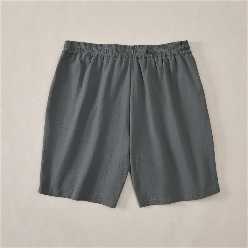 Buddha Stones Lässige Sommer-Shorts für Herren aus einfarbiger Baumwolle mit Kordelzug und Taschen - image 8