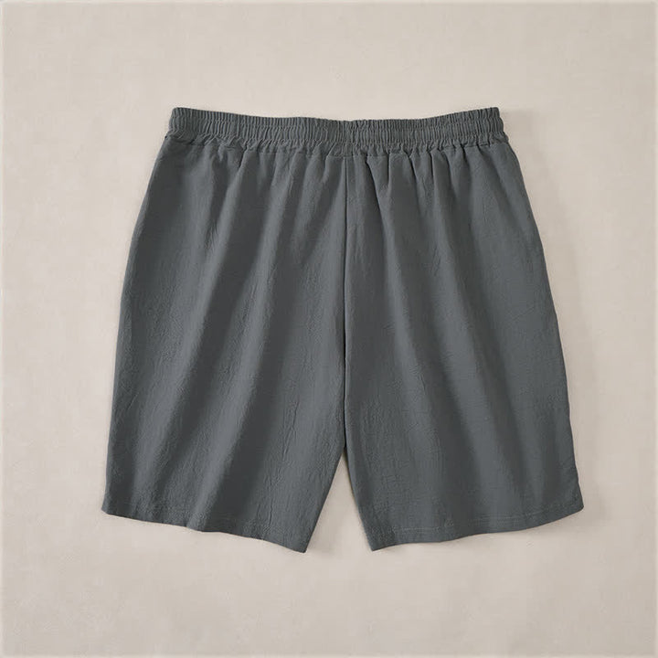 Buddha Stones Lässige Sommer-Shorts für Herren aus einfarbiger Baumwolle mit Kordelzug und Taschen - image 8