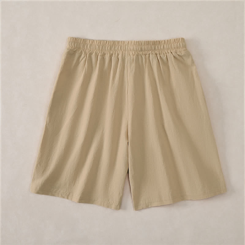 Buddha Stones Lässige Sommer-Shorts für Herren aus einfarbiger Baumwolle mit Kordelzug und Taschen - image 17