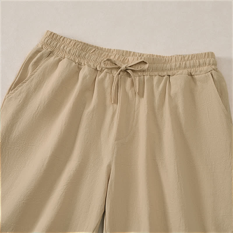 Buddha Stones Lässige Sommer-Shorts für Herren aus einfarbiger Baumwolle mit Kordelzug und Taschen - image 18