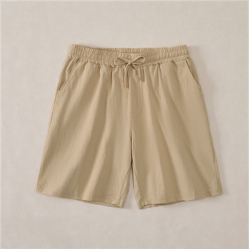 Buddha Stones Lässige Sommer-Shorts für Herren aus einfarbiger Baumwolle mit Kordelzug und Taschen - Bräunen - US/ UK/AU44, EU54 (3XL) - image 16