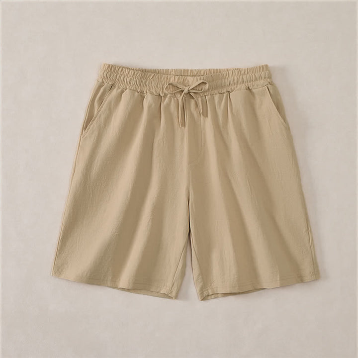 Buddha Stones Lässige Sommer-Shorts für Herren aus einfarbiger Baumwolle mit Kordelzug und Taschen - Bräunen - US/ UK/AU44, EU54 (3XL) - image 16