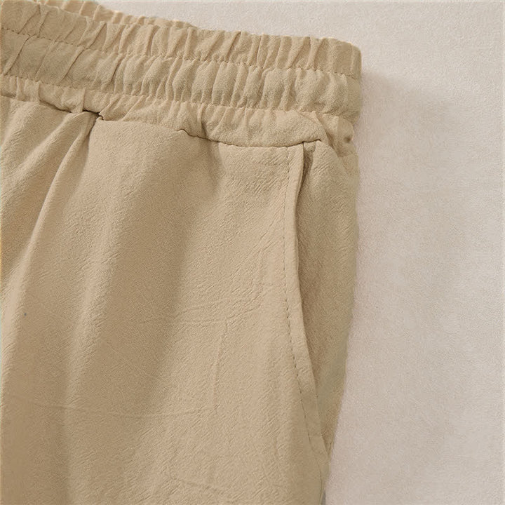 Buddha Stones Lässige Sommer-Shorts für Herren aus einfarbiger Baumwolle mit Kordelzug und Taschen - image 20