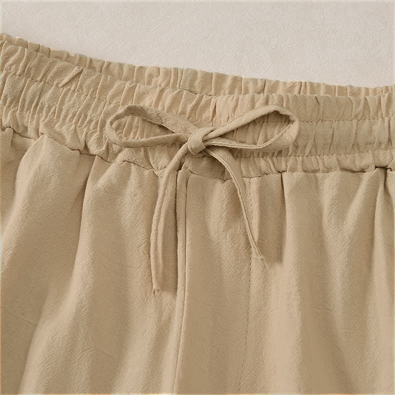 Buddha Stones Lässige Sommer-Shorts für Herren aus einfarbiger Baumwolle mit Kordelzug und Taschen - image 19