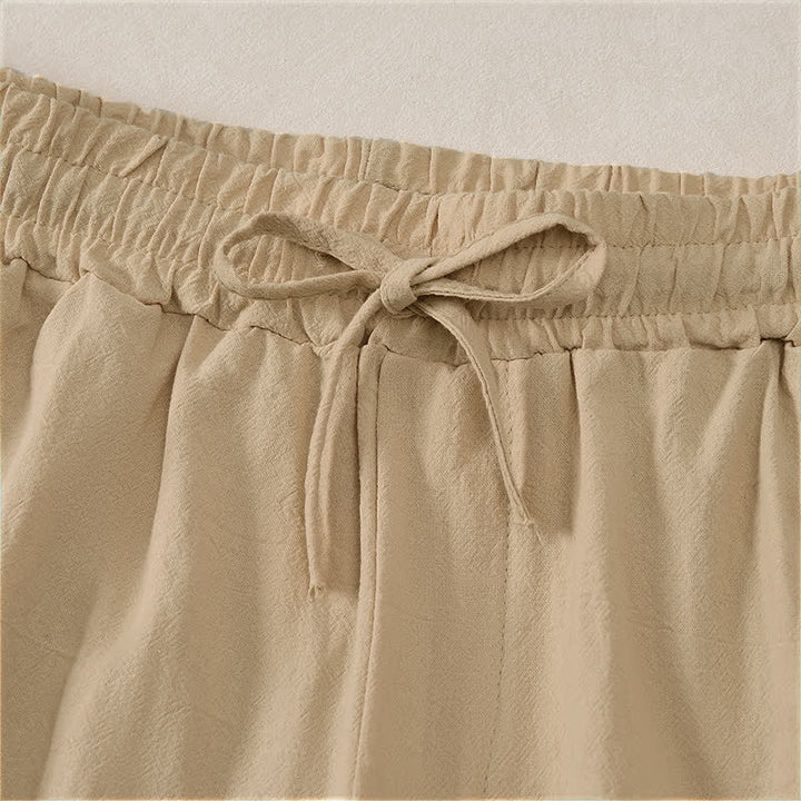 Buddha Stones Lässige Sommer-Shorts für Herren aus einfarbiger Baumwolle mit Kordelzug und Taschen - image 19
