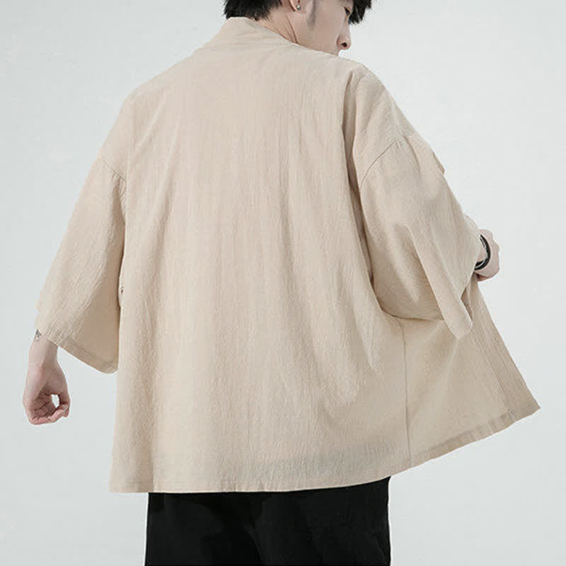 Buddha Stones Sommerliche, lässige, minimalistische, einfarbige Herrenkimonos - image 8