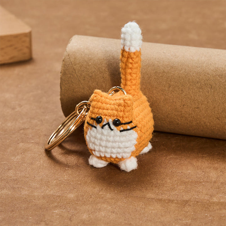 Buddha Stones Handgefertigte, gehäkelte, niedliche Katzen-Taschenanhänger, weiche Schlüsselanhänger - image 3