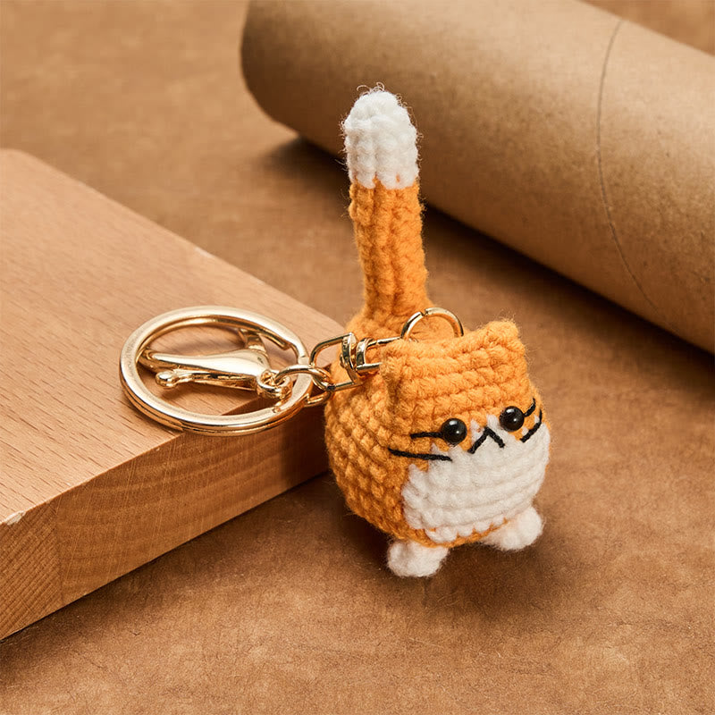 Buddha Stones Handgefertigte, gehäkelte, niedliche Katzen-Taschenanhänger, weiche Schlüsselanhänger - image 2