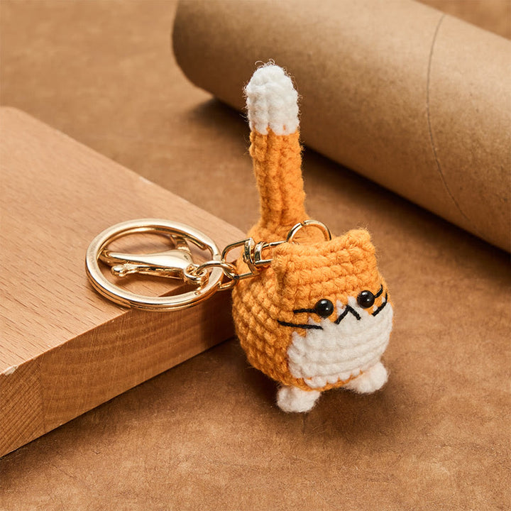 Buddha Stones Handgefertigte, gehäkelte, niedliche Katzen-Taschenanhänger, weiche Schlüsselanhänger - image 2