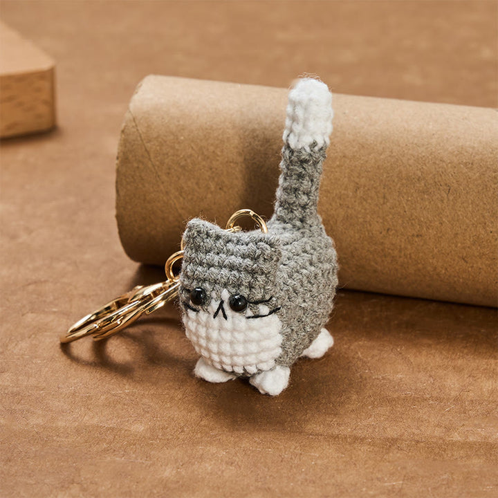 Buddha Stones Handgefertigte, gehäkelte, niedliche Katzen-Taschenanhänger, weiche Schlüsselanhänger - image 8