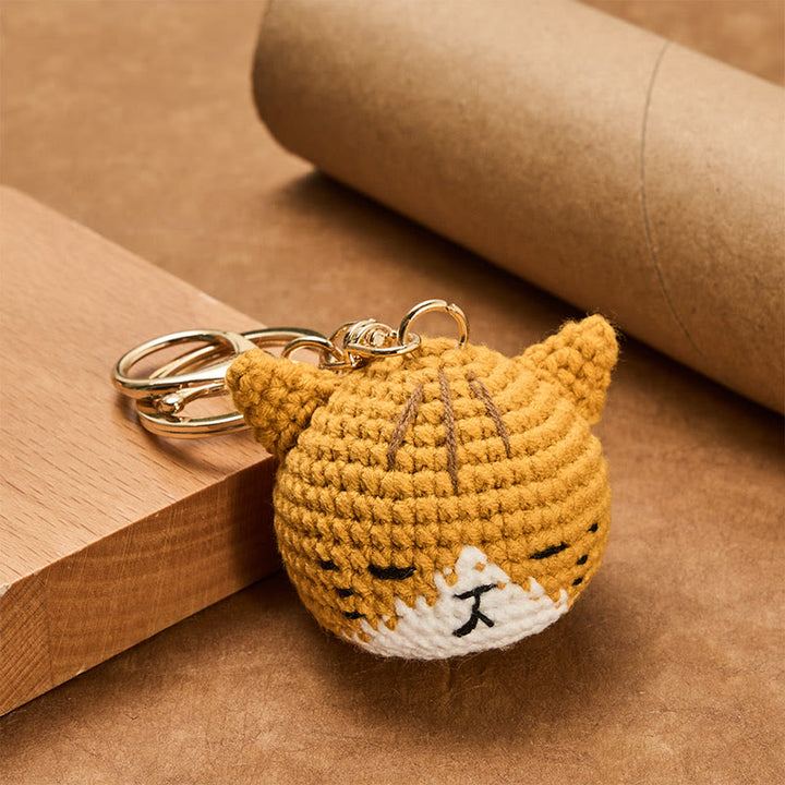 Buddha Stones Handgewebte Häkeltasche mit niedlichem Katzenkopf und Schlüsselanhänger von Harmony - image 1
