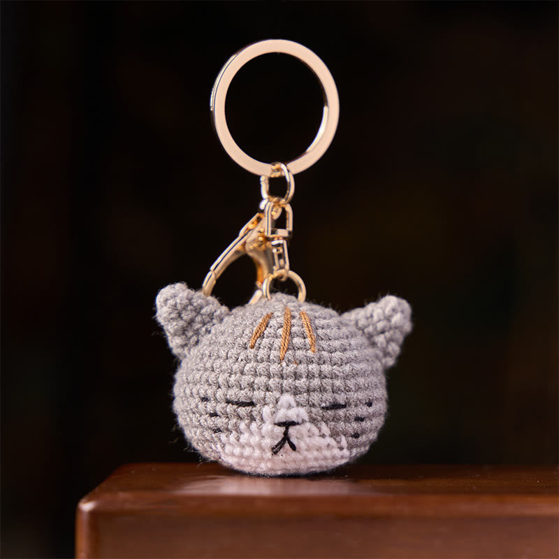 Buddha Stones Handgewebte Häkeltasche mit niedlichem Katzenkopf und Schlüsselanhänger von Harmony - image 7