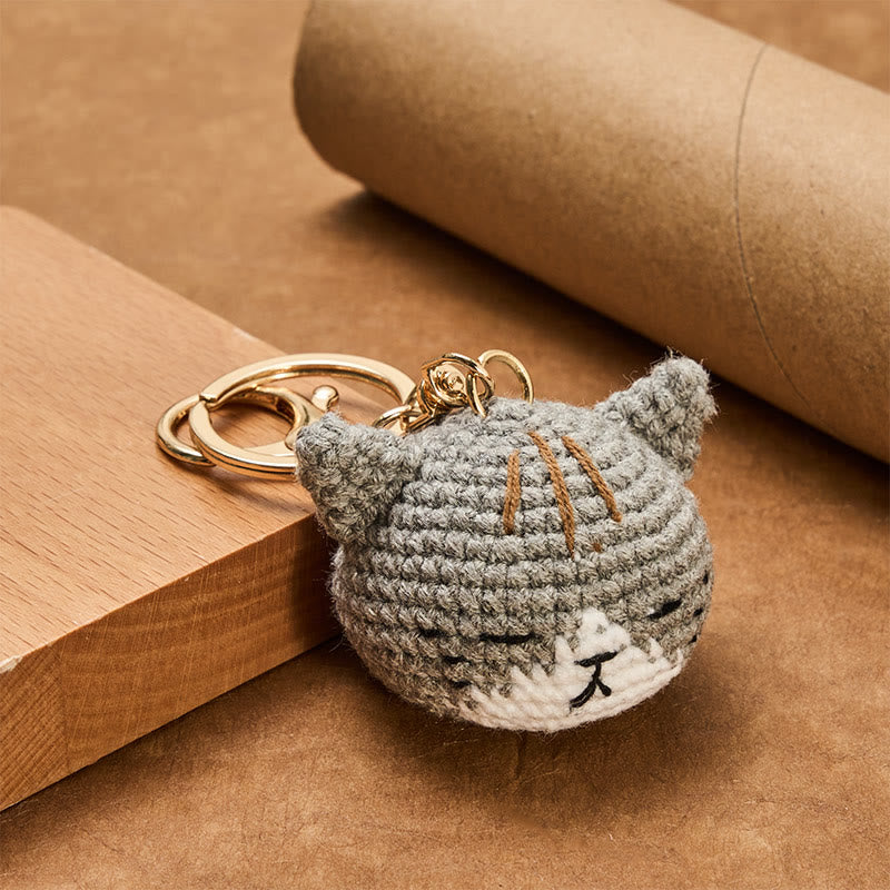 Buddha Stones Handgewebte Häkeltasche mit niedlichem Katzenkopf und Schlüsselanhänger von Harmony - image 5