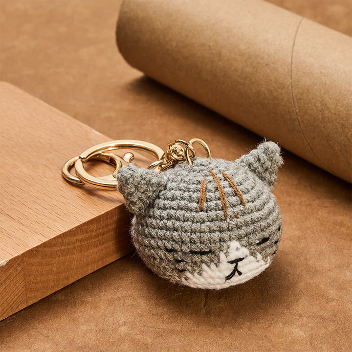 Buddha Stones Handgewebte Häkeltasche mit niedlichem Katzenkopf und Schlüsselanhänger von Harmony - image 5