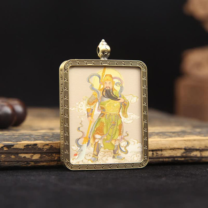 Buddha Stones Kupferne Lord Guan Schutz geflochtene Quaste Thangka Halskette - image 12
