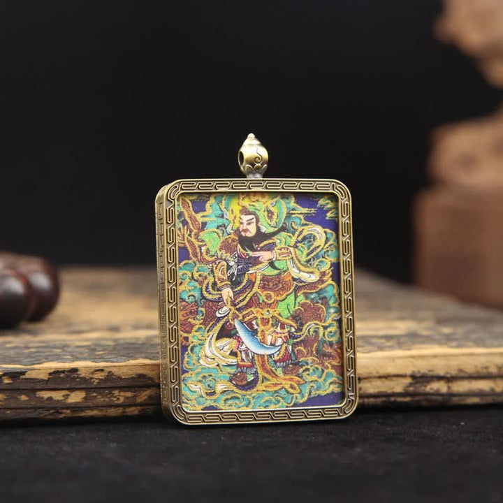 Buddha Stones Kupferne Lord Guan Schutz geflochtene Quaste Thangka Halskette - image 20