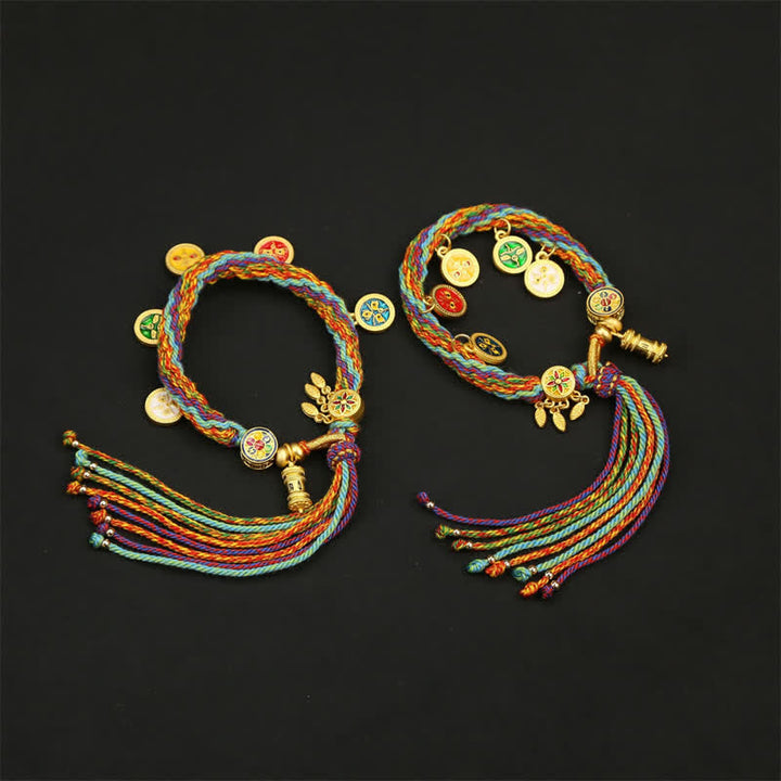 Buddha Stones Regenbogenfarbenes geflochtenes Armband mit Om Mani Padme Hum Weisheitsquaste - image 5