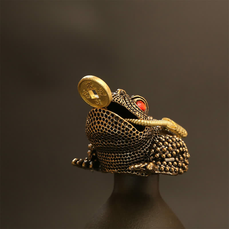Buddha Stones Geldfrosch aus Messing mit drei Beinen – Symbol für Reichtum und Glück - image 2