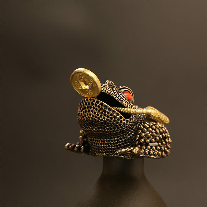 Buddha Stones Geldfrosch aus Messing mit drei Beinen – Symbol für Reichtum und Glück - image 2