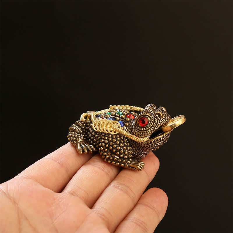 Buddha Stones Geldfrosch aus Messing mit drei Beinen – Symbol für Reichtum und Glück - image 7