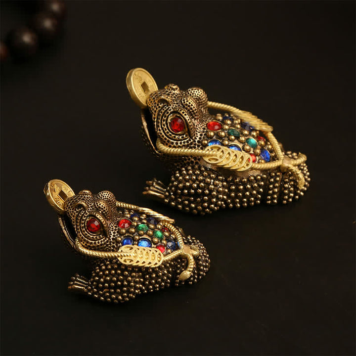 Buddha Stones Geldfrosch aus Messing mit drei Beinen – Symbol für Reichtum und Glück - image 0
