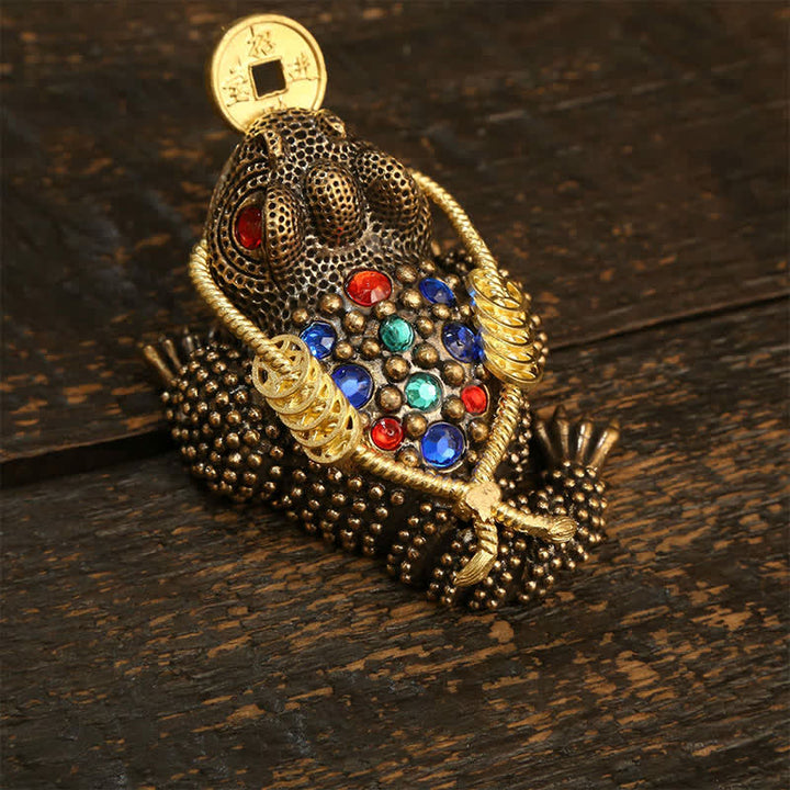 Buddha Stones Geldfrosch aus Messing mit drei Beinen – Symbol für Reichtum und Glück - image 12