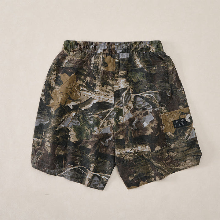Buddha Stones Lässige, sportliche Sommer-Shorts für Herren aus Baumwoll-Ramie mit Kordelzug, Camouflage-Blättermuster und Taschen - image 13