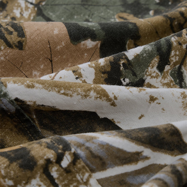 Buddha Stones Lässige, sportliche Sommer-Shorts für Herren aus Baumwoll-Ramie mit Kordelzug, Camouflage-Blättermuster und Taschen - image 9