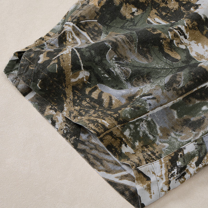 Buddha Stones Lässige, sportliche Sommer-Shorts für Herren aus Baumwoll-Ramie mit Kordelzug, Camouflage-Blättermuster und Taschen - image 8