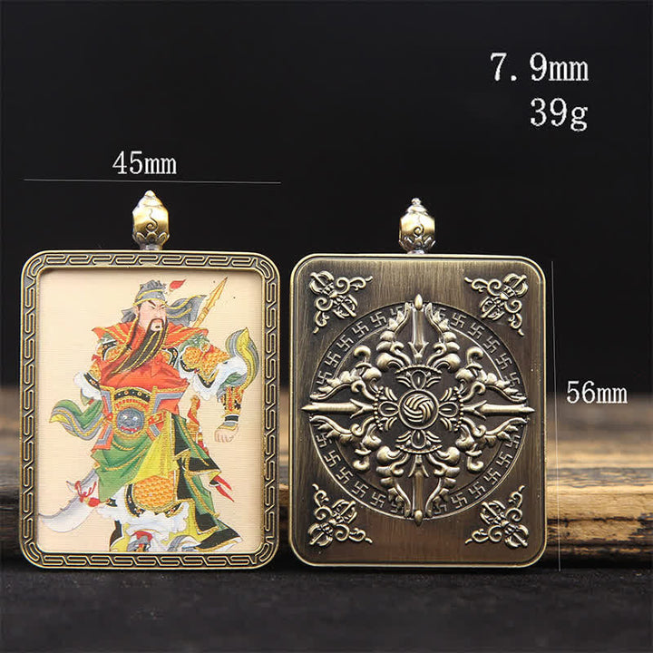Buddha Stones Kupferne Lord Guan Schutz geflochtene Quaste Thangka Halskette - image 25