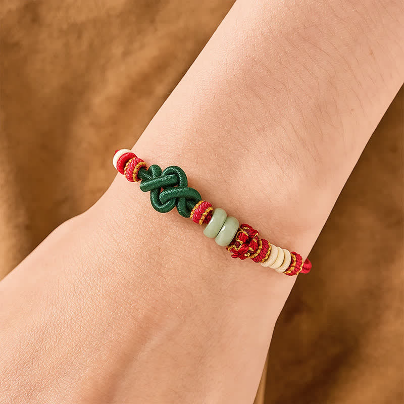Buddha Stones Handgefertigtes, geflochtenes Armband aus Ruyi-Pfirsichblüten und Jadeknoten – verstellbar - image 4
