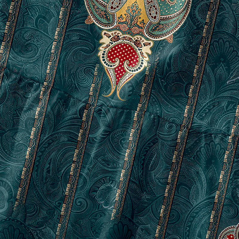 Buddha Stones Lässiges, ärmelloses Midikleid für Damen mit Taschen und persischem Paisley-Bordürenmuster - image 1