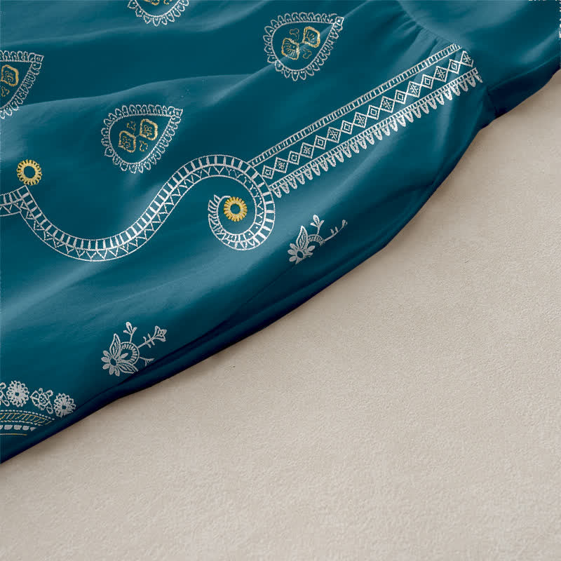 Buddha Stones Lässiges Sommerkleid im Boho-Stil mit Paisley-Medaillonmuster, ärmellos, Midi-Länge und Taschen - image 2