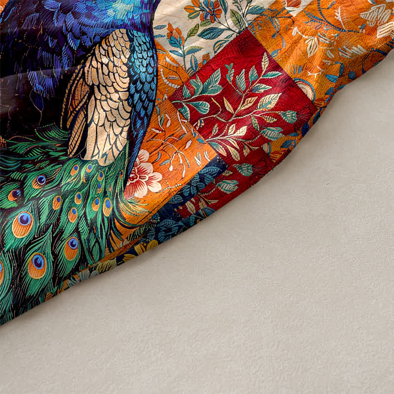 Buddha Stones Lässiges, sommerliches, ärmelloses Midikleid für Damen mit Pfauen- und Blumenmuster und Taschen - image 3