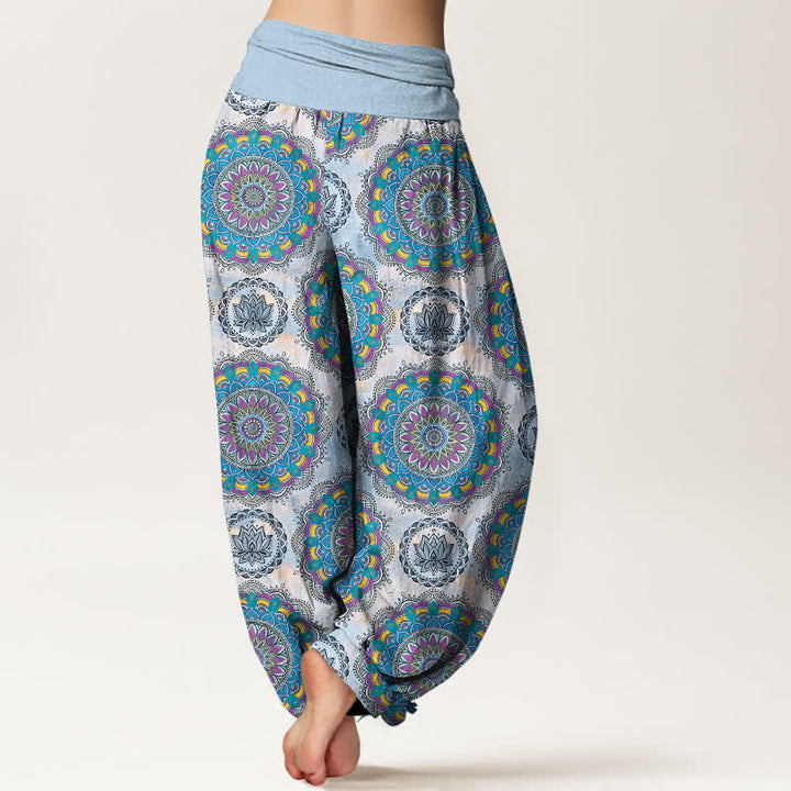 Buddha Stones Baumwoll-Haremshose mit Boho-Mandala-Muster und elastischem Bund für Damen - image 7