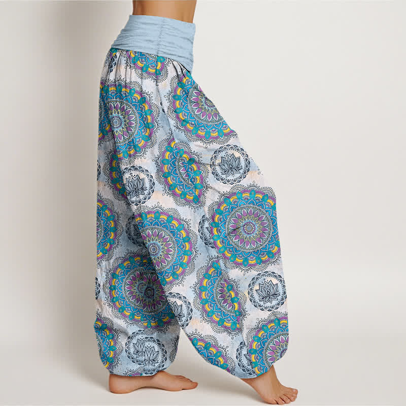 Buddha Stones Baumwoll-Haremshose mit Boho-Mandala-Muster und elastischem Bund für Damen - image 6