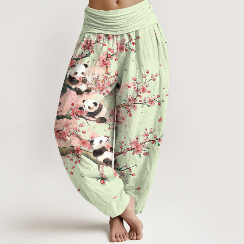 Buddha Stones Baumwoll-Haremshose mit Panda- und Kirschblütenmuster, elastischer Bund, Damen - Honigmelone - US16, UK/AU20, EU48 (3XL) - image 5