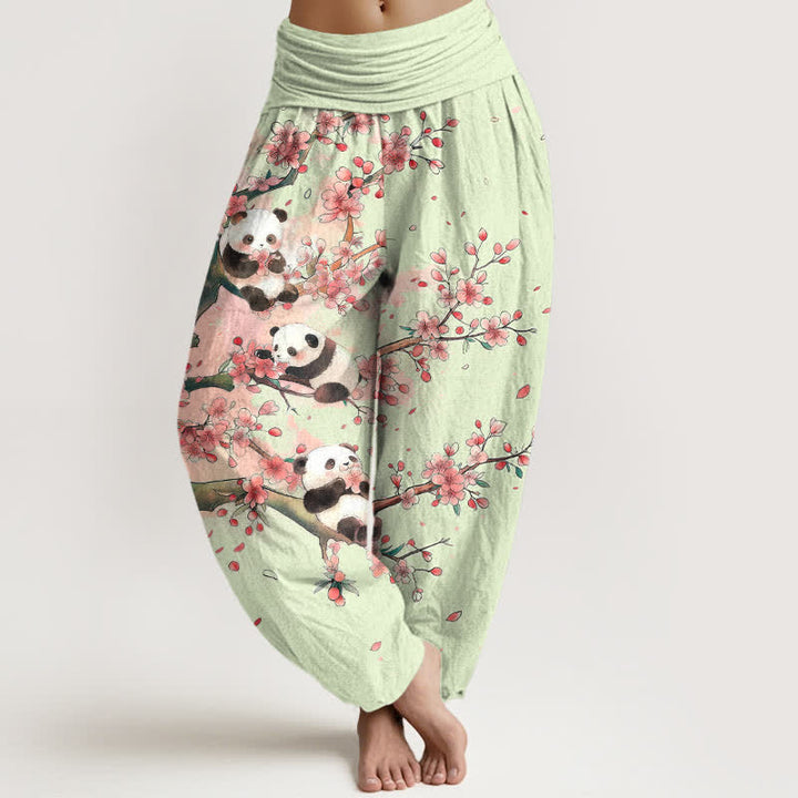 Buddha Stones Baumwoll-Haremshose mit Panda- und Kirschblütenmuster, elastischer Bund, Damen - Honigmelone - US16, UK/AU20, EU48 (3XL) - image 5