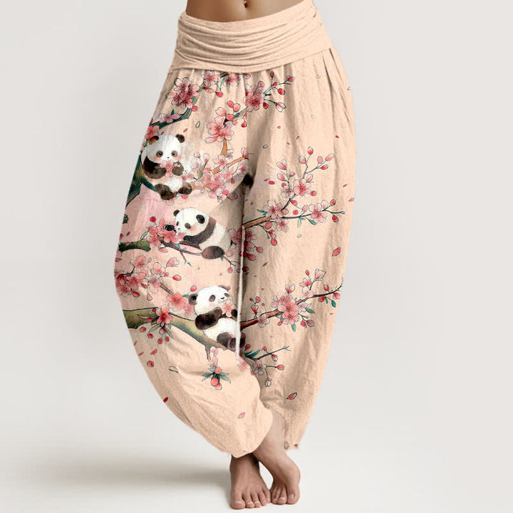 Buddha Stones Baumwoll-Haremshose mit Panda- und Kirschblütenmuster, elastischer Bund, Damen - Pfirsichpuff - US16, UK/AU20, EU48 (3XL) - image 8
