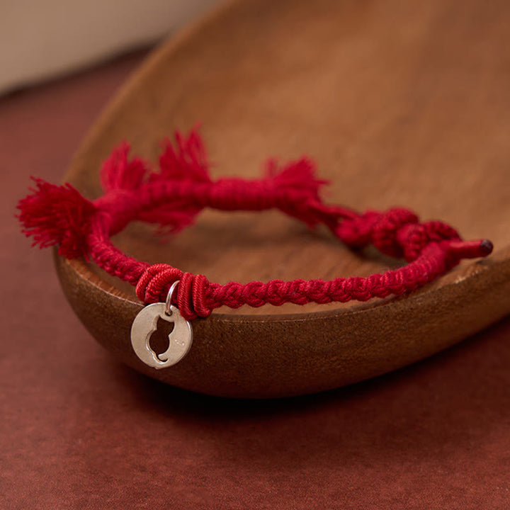 Buddha Stones Armband aus 925er Sterlingsilber mit rotem Katzenanhänger und rundem, hohlem Design - image 11